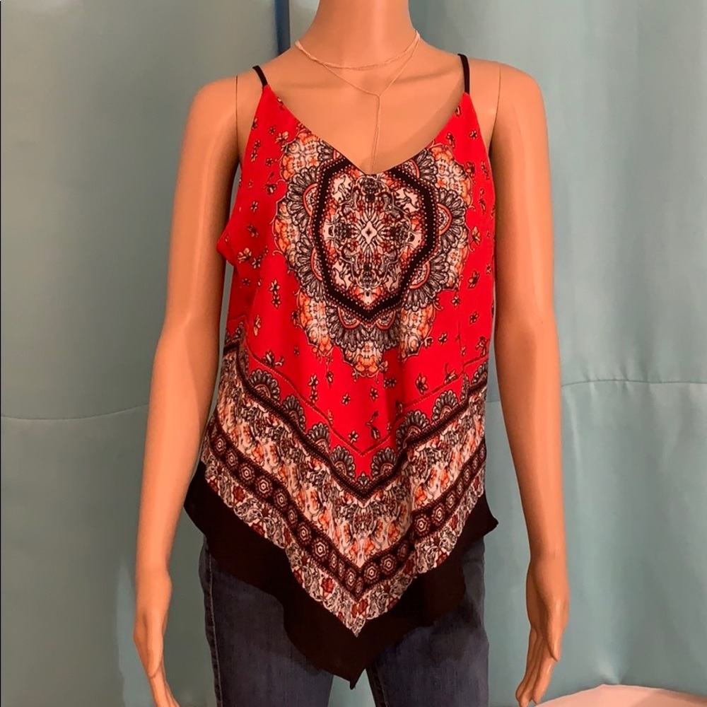 Summer tank top, cute straps back and print